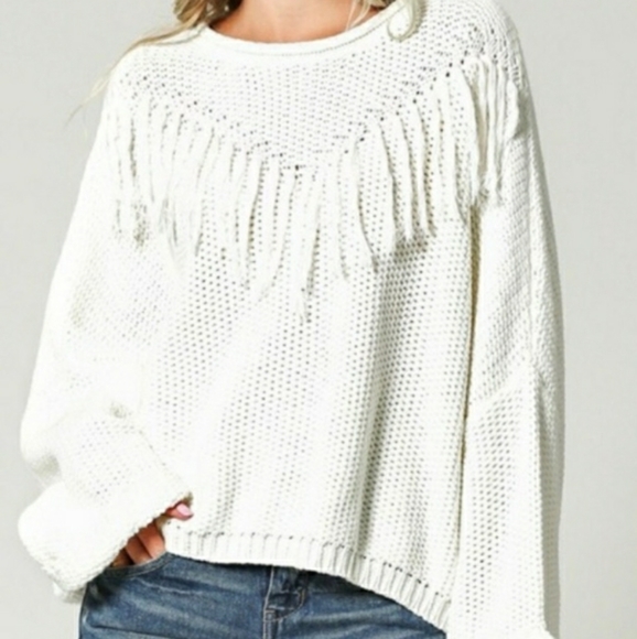 Destiny Black Sweaters - New size L over sized boyfriend white sweater